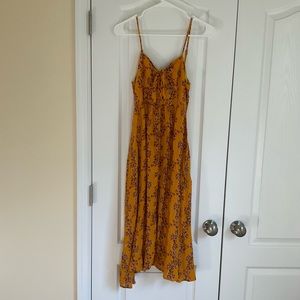 ModCloth x Louche Spaghetti Strap Yellow Floral Midi Dress — size 6